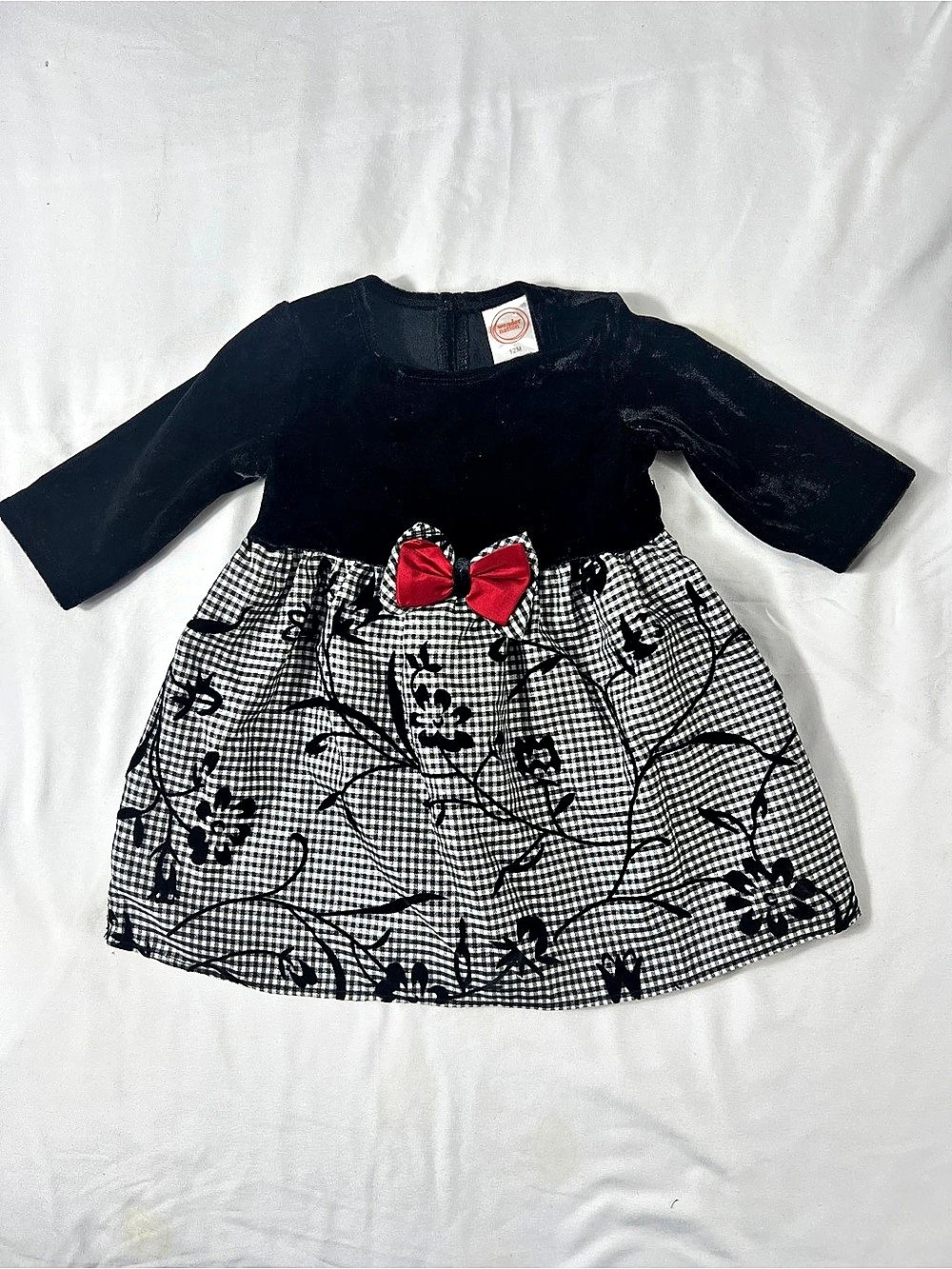 Wonder Nation Girls Checkered Party Dress Size 12M Like New